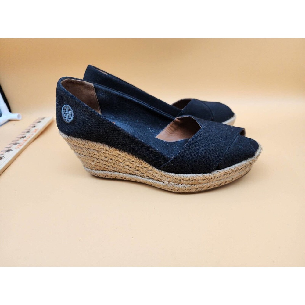 Tory Burch Black Wedge Espadrilles
